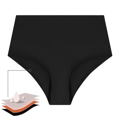 China Seamless Comfort Cotton Antibacterial Absorbent Ice Silk High Waist 4 Layers Menstrual Period Panties High Waisted Panties Women Panties for sale