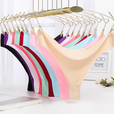 China Antibacterial hot ultra-thin breathable underwear traceless sexy ice sale waist low thong no sense women's underwear for women for sale