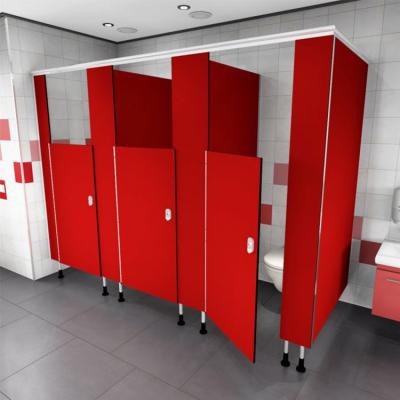 China Modern Custom Made PVC Panel Kids Red Toilet Room Compartment School Toilet Partition System for sale