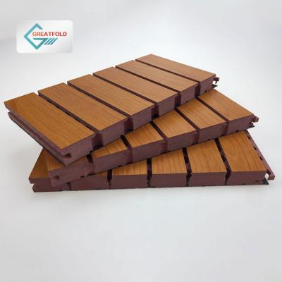 China Contemporary Acoustic Linear Wall Grooved Flame Retardant Material School Stadium MDF Decoration Acoustic Panel for sale