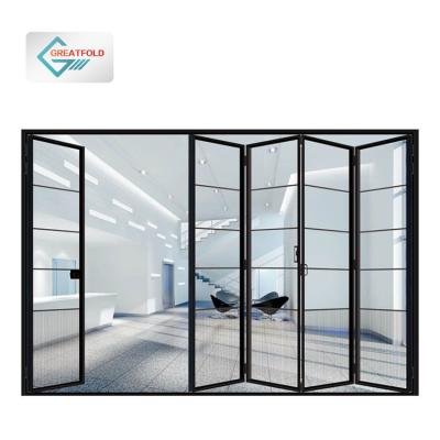 China Factory price heat insulation/waterproof/soundproof outdoor bi-folding door balcony insulated glass accordion aluminum sliding folding door for sale