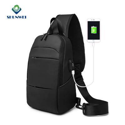 China Custom Logo Men's Trunk Bag Waterproof Waterproof With USB Men Body Trunk Filler Cross Bag With Earphone Hole for sale