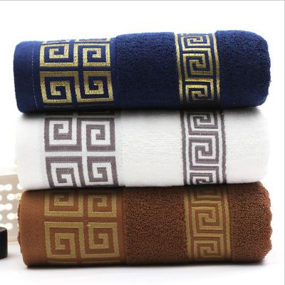 China Viable High Quality 100% Custom Made Bath Towel Hotel Navy Blue Cotton Yarn Cotton Towels Bath Towel Logo Goods for sale