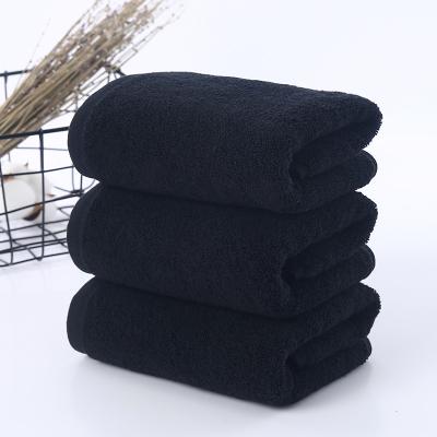 China Sustainable 100% Cotton Soft Water Absorbing 35*75cm Black Hotel Towel for sale