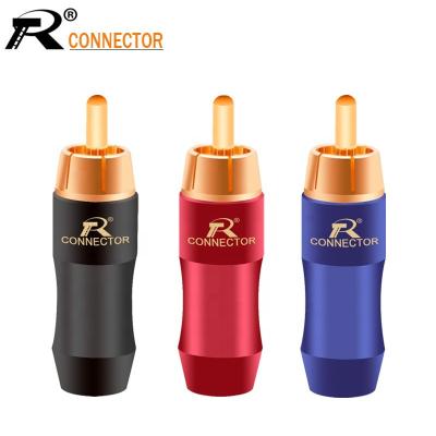 China audio & Video Gold Plated RCA Connector RCA Male Plug Adapter Video/Audio Wire Connector Support 6mm Cable black&blue&red for sale