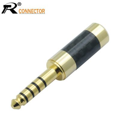 China 4.4mm 5pole Plug Jack 4.4mm 5 Mm Stereo Plug Earphone Wire Solder Connector 5 Pole Carbon Fiber 4.4 Pole Male Plug For 6MM Cable for sale