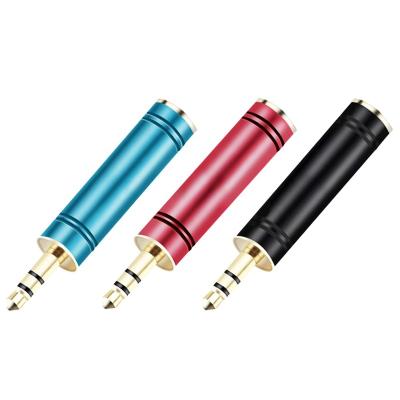 China audio & Video 3.5 To 6.35 Adapter 3 Pole Stereo Gold Plated Plug 3.5mm To Jack 6.35mm Connector Blue Red Black Color Available for sale