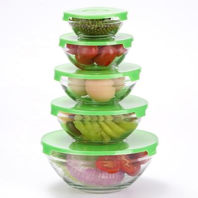 China Stored Healthy Colored Heat Resistance Cool Glass Bowl Used In Micro Fridge Weave Stove Salad Bowl for sale