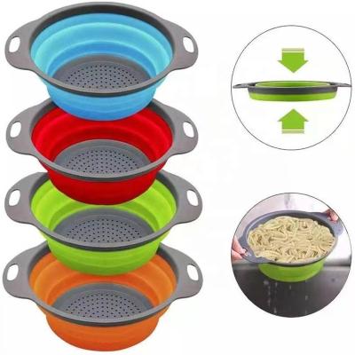 China Wholesale Cute Storage Multi-Use Folding Fruit Drain Basket Silicon Drying Rack Creative Kitchen Supplies for sale