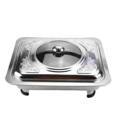 China Foldable Customize Combination Cover Self-Serve Four - Foot Meal Stove Cold Cups Tray Visible Square Stainless Steel Buffet Stove for sale