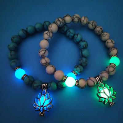 China European and American new style women's luminous lotus beaded bracelet turquoise jewelry bracelet wholesale bead bracelet for sale