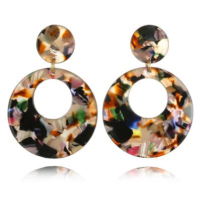 China FASHION new European and American creative round acrylic earrings shape multi-color round earrings jewelry women for sale