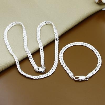 China Other Fashion Wholesale New Korean Style Lace Silver Bracelet Necklace Set Ornaments Two-piece Set for sale