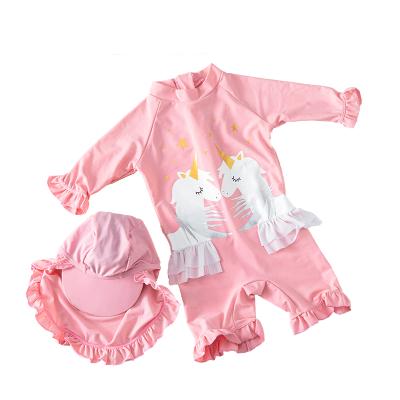 China Breathable kids beach leisure sportswear, sun hat, boys and kids, one-piece swimsuit, swimming trunks, quick-drying, style: unicorn for sale