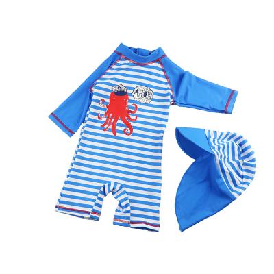 China Breathable kids beach leisure sportswear, sun hat, boys and kids, one-piece swimsuit, swimming trunks, quick-drying, style: octopus for sale