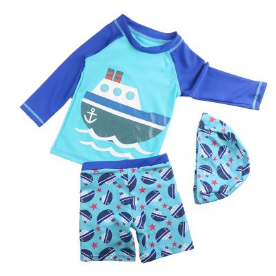 China Breathable children beach leisure sportswear, sun hat, boys and children, split swimsuit, swimming trunks, quick-drying, model: boat for sale