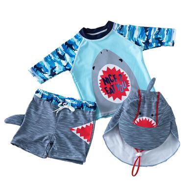 China Breathable Kids Beach Leisure Sportswear, Sun Hat, Boys Kids, Split Swimsuit, Swimming Trunks, Quick-drying, Style: Camouflage Shark for sale