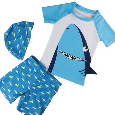 China Breathable kids beach leisure sportswear, sun hat, boys and kids, split swimsuit, swimming trunks, quick-drying, style: zipper shark for sale