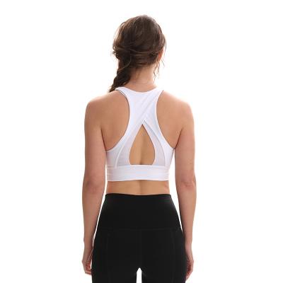 China New Yoga Sweat-Wicking Bra Shockproof Mesh Back Exercise Bra Beauty Back Exercise Running Fitness Wireless Underwear for sale