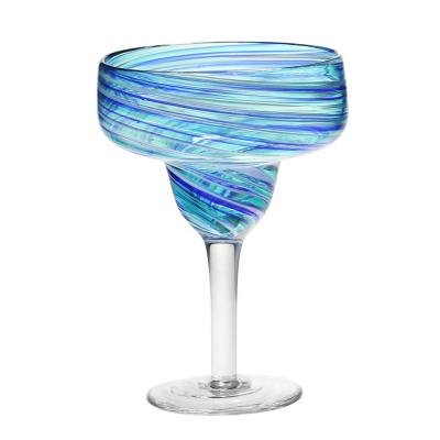 China MEXICAN GLASSWARE Murano Blue Swirl Margarita Glass Style Glass for sale