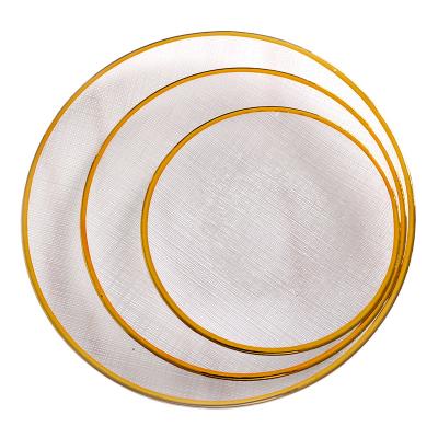 China Wholesale Luxury Gold Rim Glass White Charger Plate from Europe for Wedding and Restaurant for sale