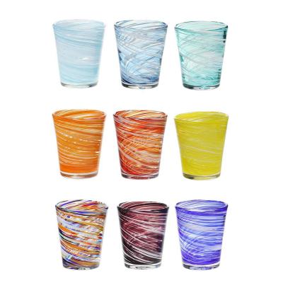 China Modern Multicolor Colorful Swirl Drinking Glass Swirl Artisan Sustainable Hand Blown Mid Century Centrifuge for sale