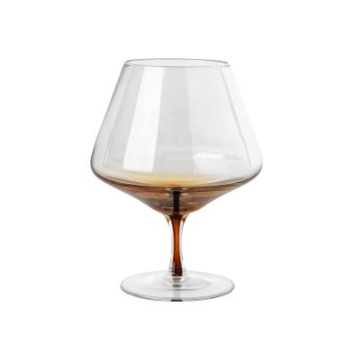 China Caramel Colored Lead-Free AMBER Whiskey Cognac Glass Stem Crystal Glass Mouth Blown Color for sale