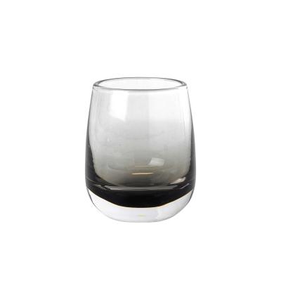 China Crystal Glass Lead Free Color Hand Made Glass Colored Smoke Gray Bottom Shot Glass for sale