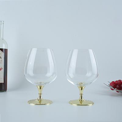 China Lead-free Brandy Glass Delicate Wine Glasses set of crystal glass 2PCS gift box set for sale