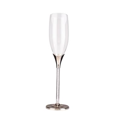 China Crystal Stem Crystal Glass Diamond Acrylic Champagne Flute Wholesale Champagne Glass for sale