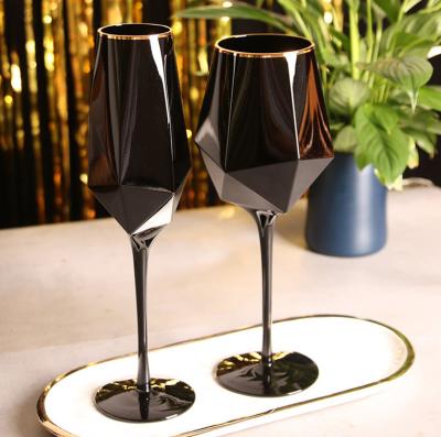 China Crystal Stem New Style 2022 Black Irregular Wine Glass Wine and Champagne Glasses for sale