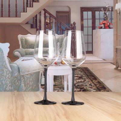 China Wholesale Cheap Wholesale Red Wine Goblet Base Goblet Black Transparent Body Wine Glasses Unique Black Wine Glasses for sale