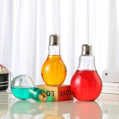 China Eco - Friendly Creative Design Beverage Glass Bottle Unique Bulb Shape Milk Juice Bottle for sale