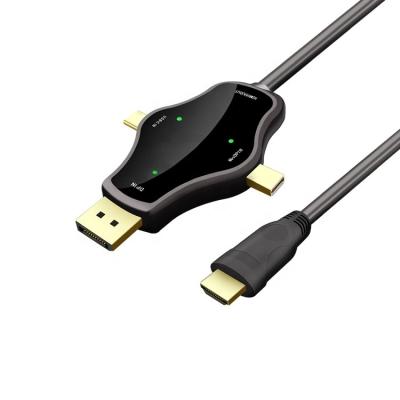 China Zinc Alloy 4K COMPUTER HD 1080P 3 in 1 Mini Adapter Cable Displayport DP HD Male to HD Female Converter for sale