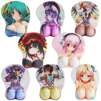 China HOT Wholesale 3D Custom Printed Boobs Mousepad Silica Gel Anime Wrist Rest Breast Boom Custom Mouse Pad for sale