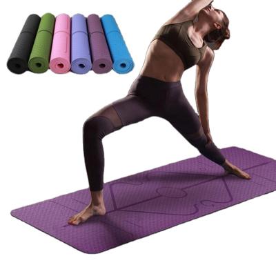 China Full Waterproof Eco Friendly Printing Private Label Sport Tape Single Layer Yoga Mat With Text Line for sale