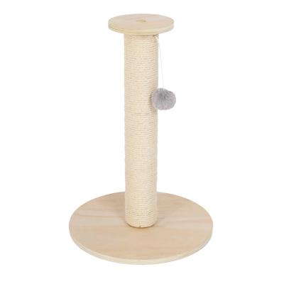 China Interactive Cat Toy Wood Small Cat Tree Sisal Vertical Scratcher for Indoor Cats for sale