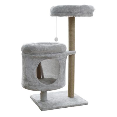 China Upgrade Your Cat's Play Area with Our Gray Cat Tree Tower and Scratching Post for sale