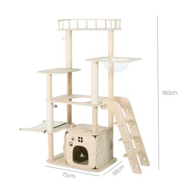 China Cat Climbing Frame Sisal Wood Cat Tree with Cat House Room Space Selection Support for sale