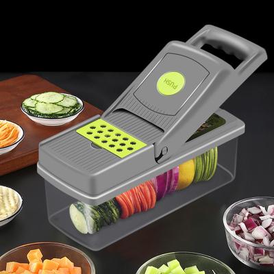 China Multifunctional Kitchen Accessories Viable Vegetable Cleaver Manual Vegetable Cutter 14 In 1 Vegetable Cleaver for sale