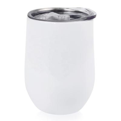 China Sustainable 12 Oz Insulated Stainless Steel Sublimation Wine Tumbler With Lid And White Straw for sale