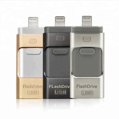 China Hot Factory Wholesale Metal Usb Drive 32gb 64gb 3 In 1 Flash 3.0 Usb 2.0 Otg Drive For Iphone/ipad/android for sale