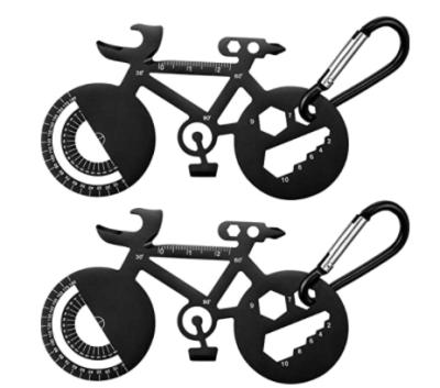 China Promotion Gift Black Bike Shaped Buckles Multi Durable Tool Stainless Steel Compact Cards For Hiking Cycling Camping for sale