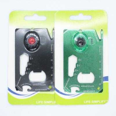 China Promotion Gift 9 in1 Credit Card Survival Multitool with Key Ruler Screwdriver LED Bottle Opener Key Chain Hole for sale