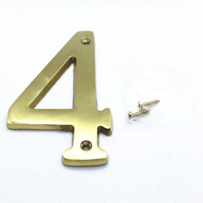 China USA 4 Inch Door House Numbers and Address Plaques Premium Bright Solid Brass Numbers for Residence and Mailbox Signs for sale