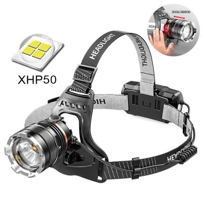 China High Brightness 18650 Rechargeable Aluminum Torch 5000 Lumen xhp50 Led Headlight Magnifier for sale