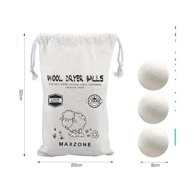 China 8 Pack Laundry Dryer Ball 100% New Zealand Wool Cotton Bag Speed ​​Up Drying Clothes 8cm Wool Drier Ball for sale