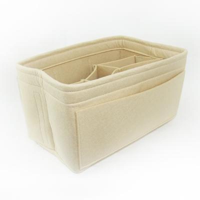 China 100% Eco-friendly Women Travel Felt Bag Organizer Insert Handbag Khaki Color Cosmetic Bag for sale