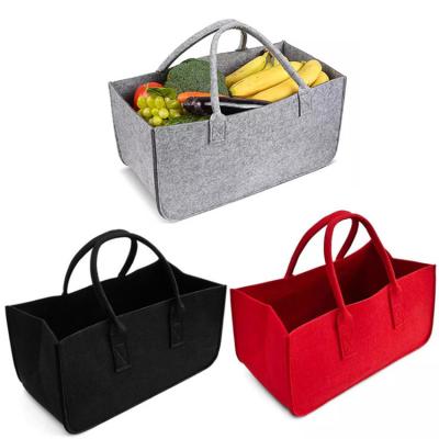 China Large Capacity Folding Multiple Color Vegetable Fruit Firewood And Sundries Felt Storage Tote Bag for sale