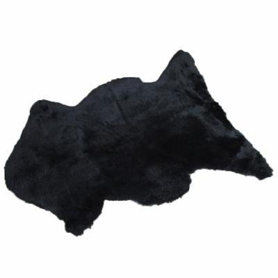 China Real Goat Anti-skid Blanket Fashion Household Fashion Lamb Fur Dish Blanket Black Sheepskin Black Real Fur Blanket for sale